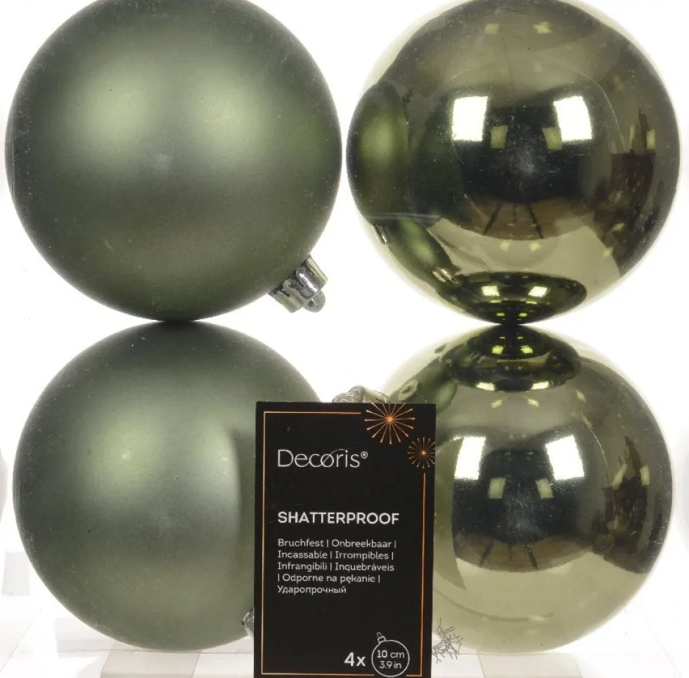 Decoris kerstbal groen D 10 cm 4 stuks
