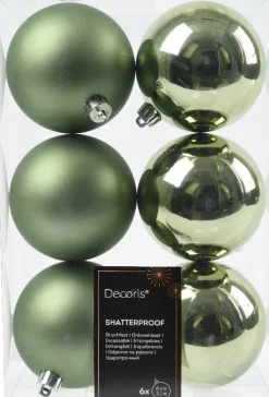 Decoris kerstbal groen D 8 cm 6 stuks