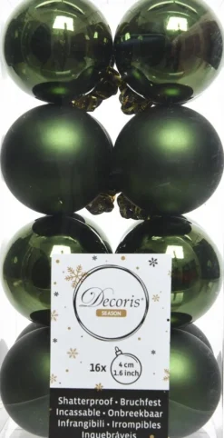 Decoris kerstbal groen D 4 cm 16 stuks