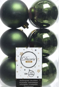 Decoris kerstbal groen D 6 cm 12 stuks