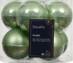 Decoris kerstbal groen D 7 cm 8 stuks