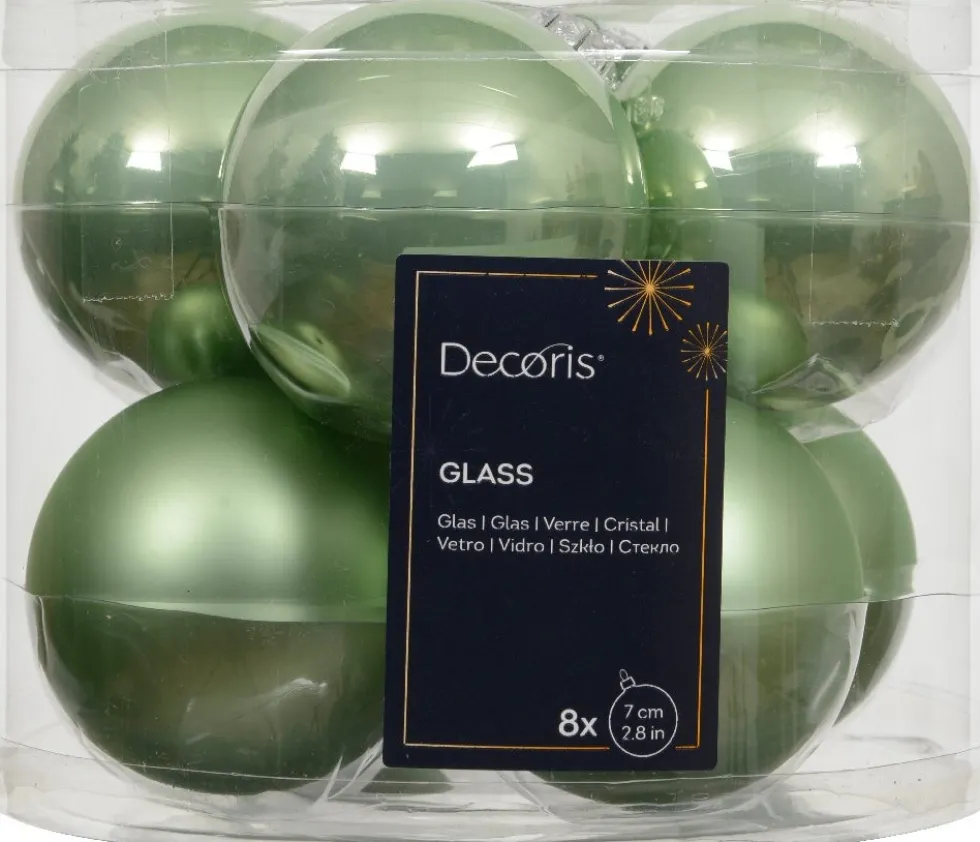 Decoris kerstbal groen D 7 cm 8 stuks