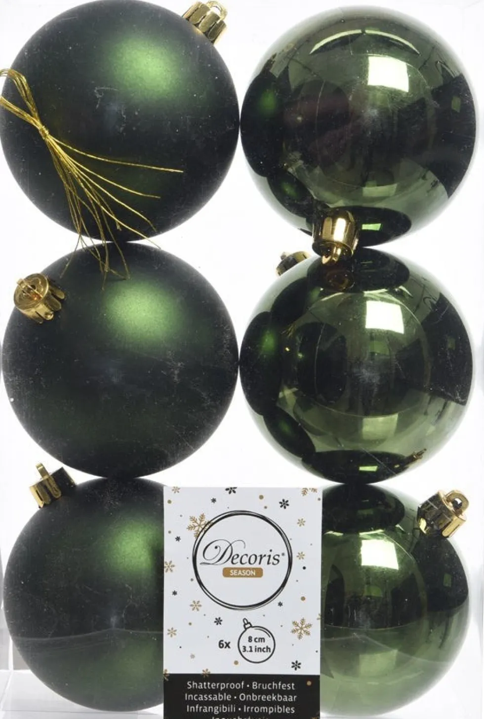Decoris kerstbal groen D 8 cm 6 stuks