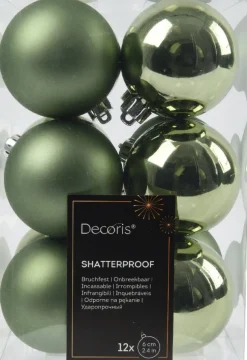 Decoris kerstbal groen D 6 cm 12 stuks