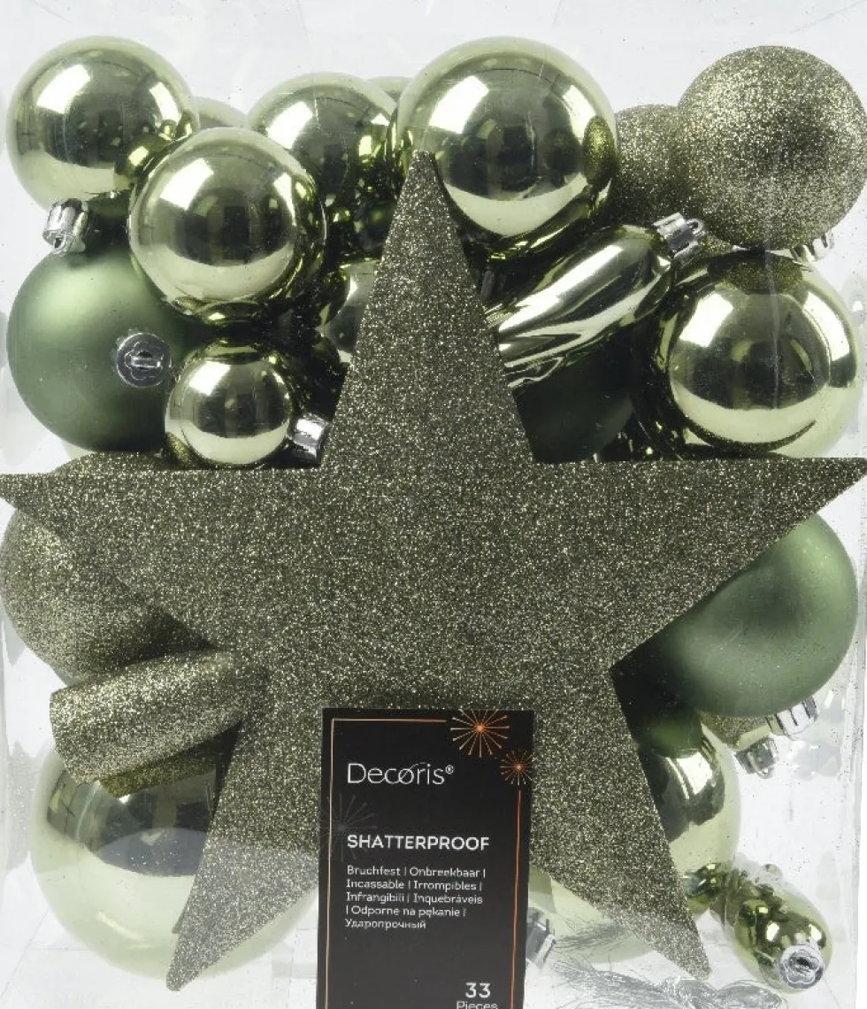 Decoris kerstbal groen D 8 cm 33 stuks