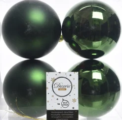 Decoris kerstbal groen D 10 cm 4 stuks