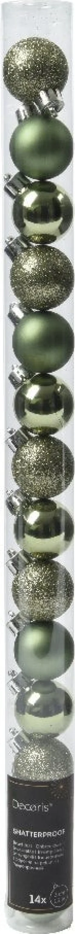 Decoris kerstbal groen D 3 cm 14 stuks