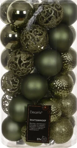 Decoris kerstbal groen D 6 cm 37 stuks
