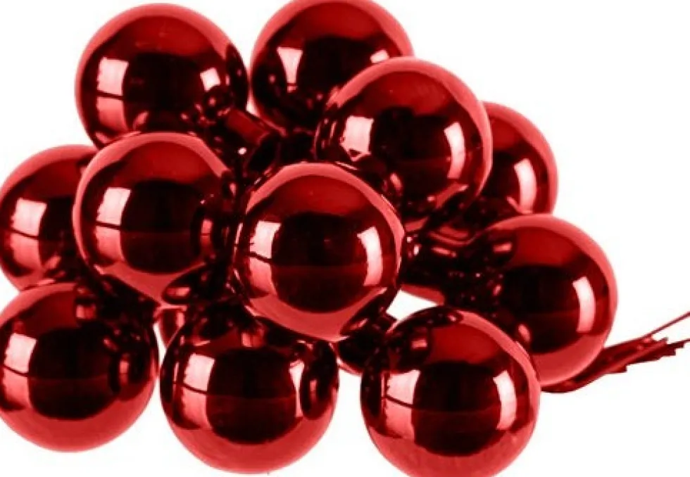 Decoris kerstballen kerststukje rood D 2,5 cm