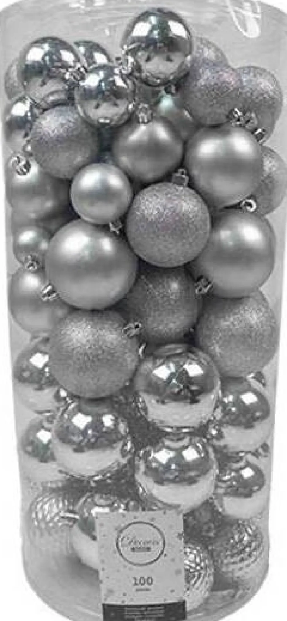 Decoris kerstballen PLC XXL zilver D 8 cm 100 stuks