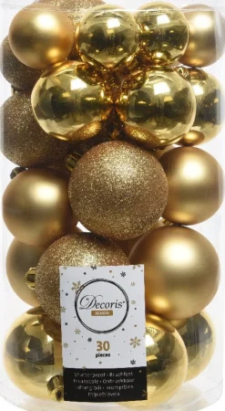 Decoris kerstbal licht goud D 4 / 5 / 6 cm 30 stuks