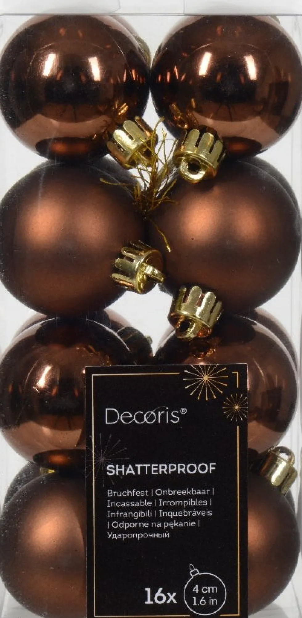 Decoris kerstbal Marilene espresso D 4 H 4 cm 16 stuks
