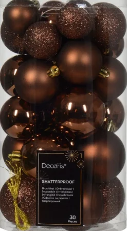 Decoris kerstbal Marilene espresso D 6 H 6 cm 30 stuks