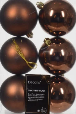 Decoris kerstbal Marilene espresso D 8 H 8 cm 6 stuks