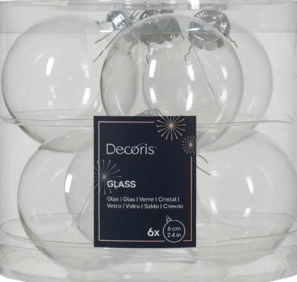 Decoris kerstbal Marilene transparant D 6 H 6 cm 6 stuks