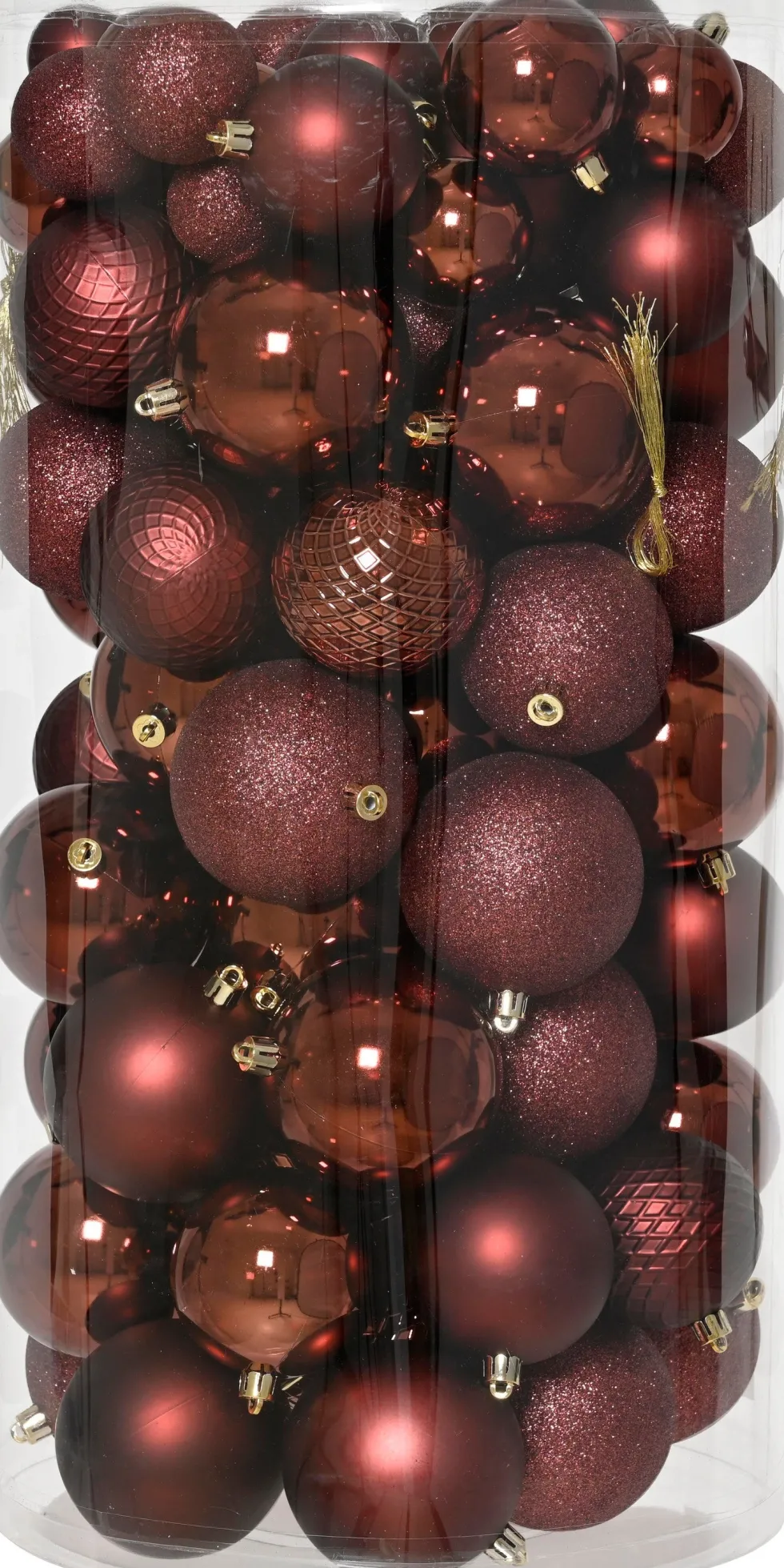 Decoris kerstbal maroon D 4 / 6 / 8 cm 100 stuks