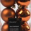Decoris kerstbal oranje D 6 cm 12 stuks