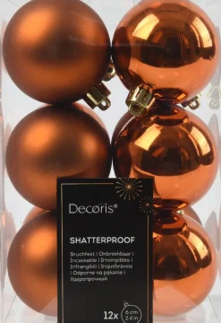 Decoris kerstbal oranje D 6 cm 12 stuks