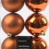 Decoris kerstbal oranje D 8 cm 6 stuks