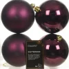 Decoris kerstbal paars D 10 cm 4 stuks