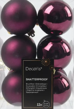 Decoris kerstbal paars D 6 cm 12 stuks