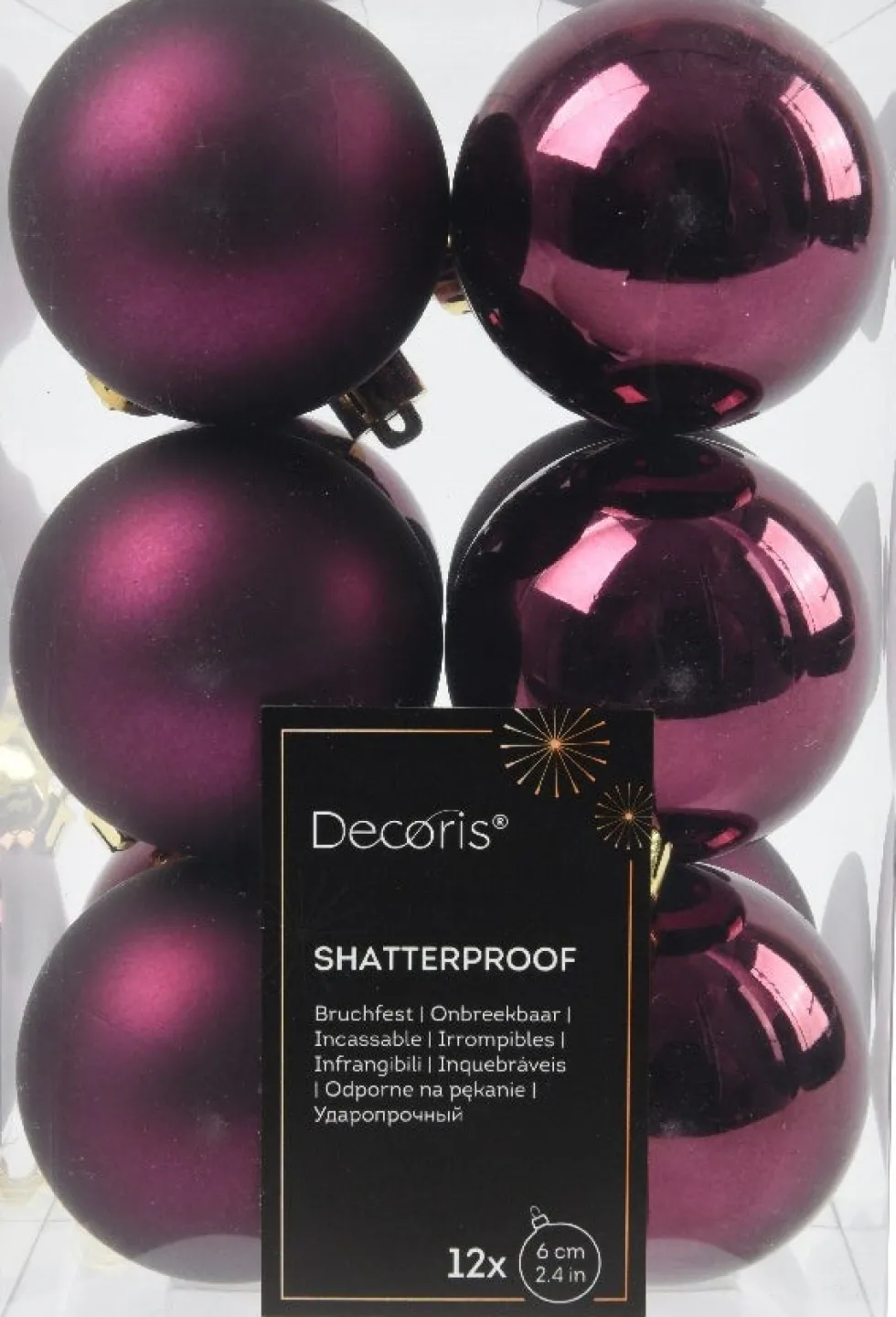 Decoris kerstbal paars D 6 cm 12 stuks