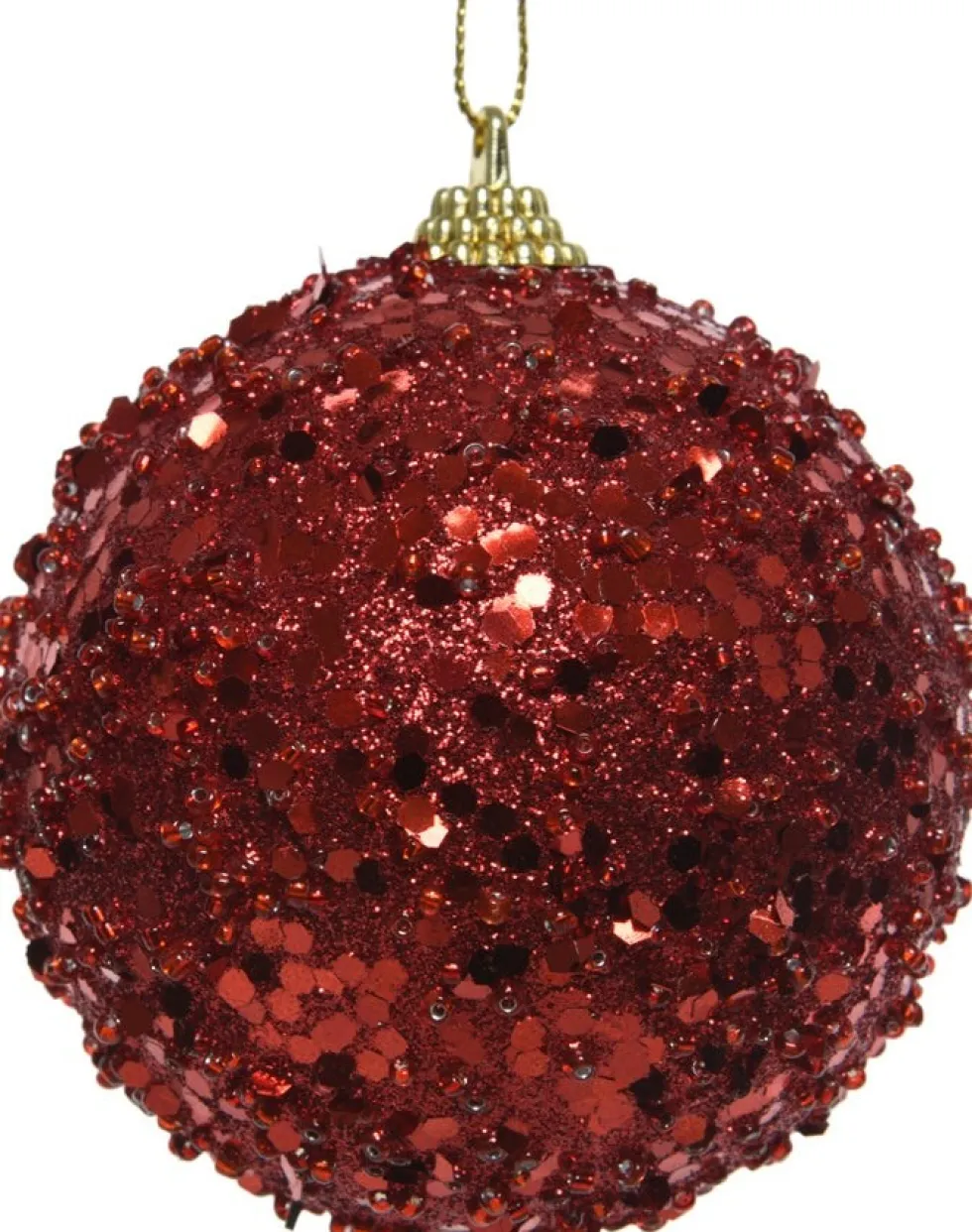 Decoris kerstbal rood D 8 cm