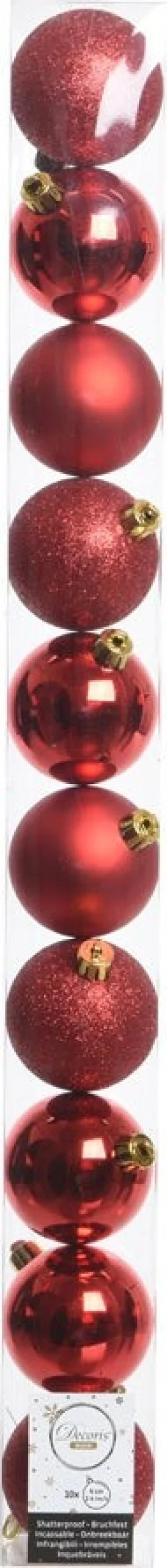 Decoris kerstbal rood D 6 cm 10 stuks