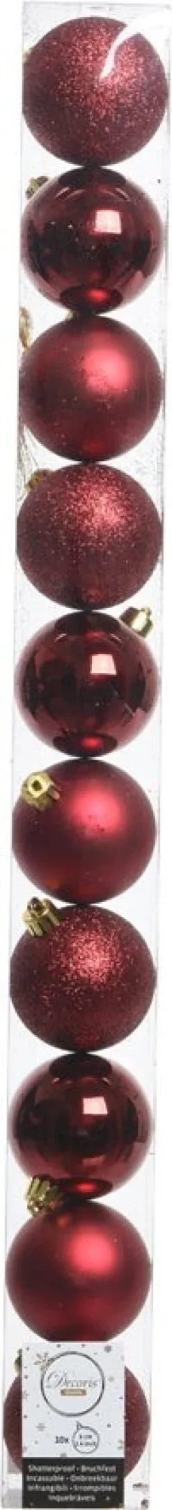 Decoris kerstbal rood D 6 cm 10 stuks