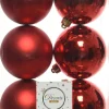 Decoris kerstbal rood D 8 cm 6 stuks
