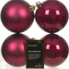 Decoris kerstbal roze D 10 cm 4 stuks