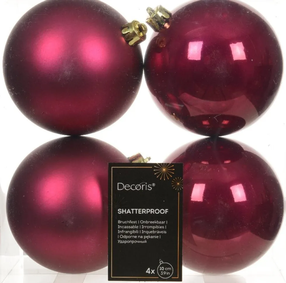 Decoris kerstbal roze D 10 cm 4 stuks