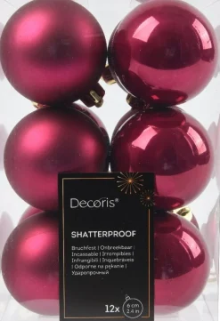 Decoris kerstbal roze D 6 cm 12 stuks