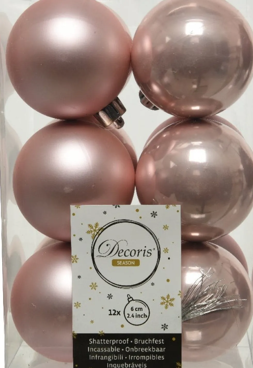 Decoris kerstbal roze D 6 cm 12 stuks