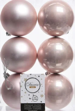 Decoris kerstbal roze D 8 cm 6 stuks