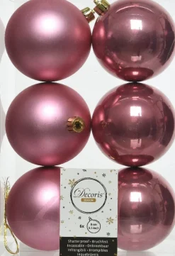 Decoris kerstbal roze D 8 cm 6 stuks