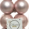 Decoris kerstbal roze mat en glanzend D 4 cm 16 stuks