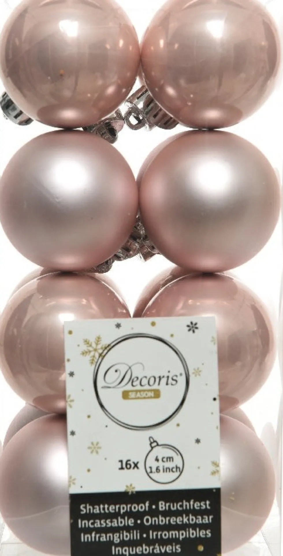 Decoris kerstbal roze mat en glanzend D 4 cm 16 stuks