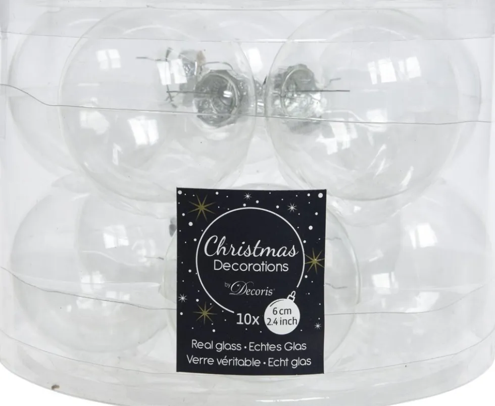 Decoris kerstbal transparant D 6 cm 10 stuks