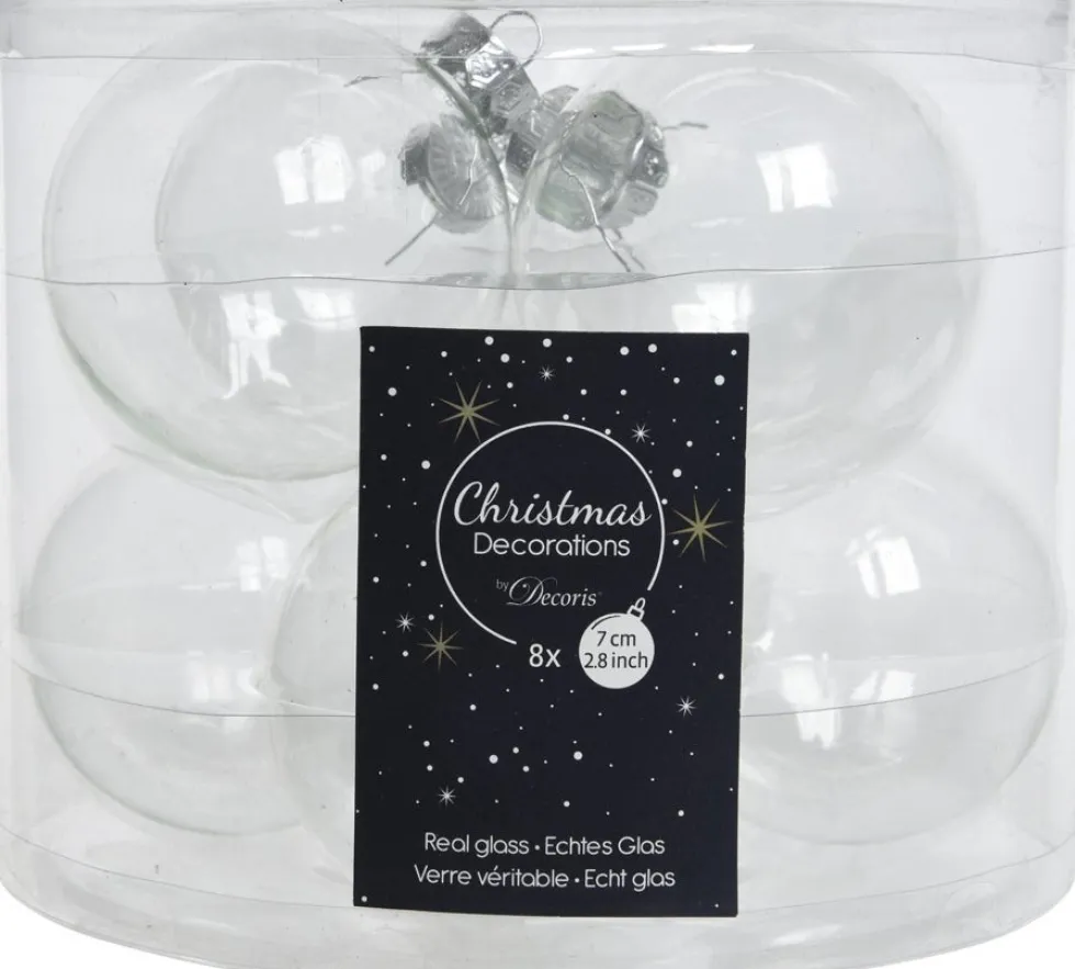 Decoris kerstbal transparant D 7 cm 8 stuks