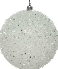 Decoris kerstbal wit / zilver D 10 cm