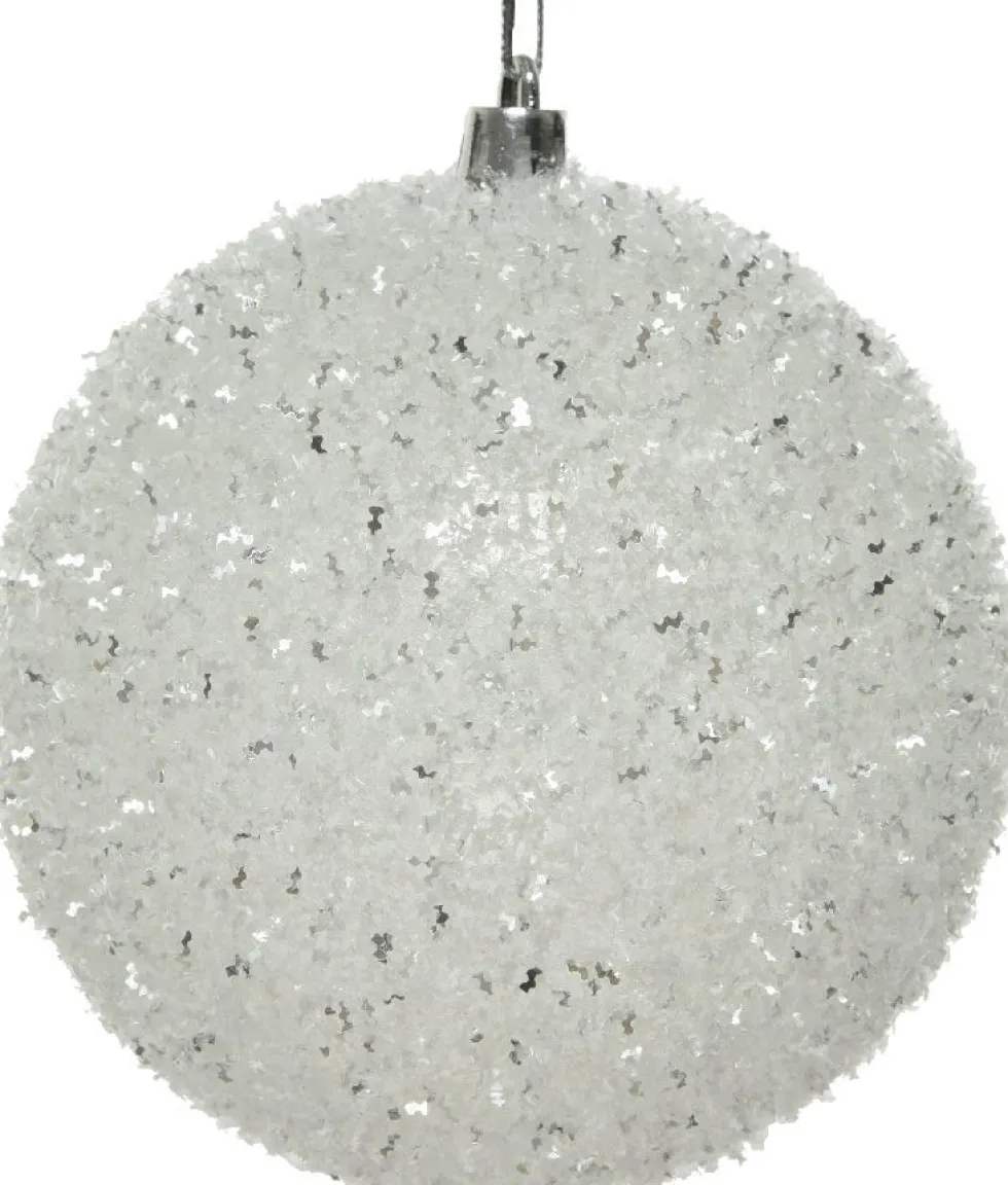 Decoris kerstbal wit / zilver D 10 cm