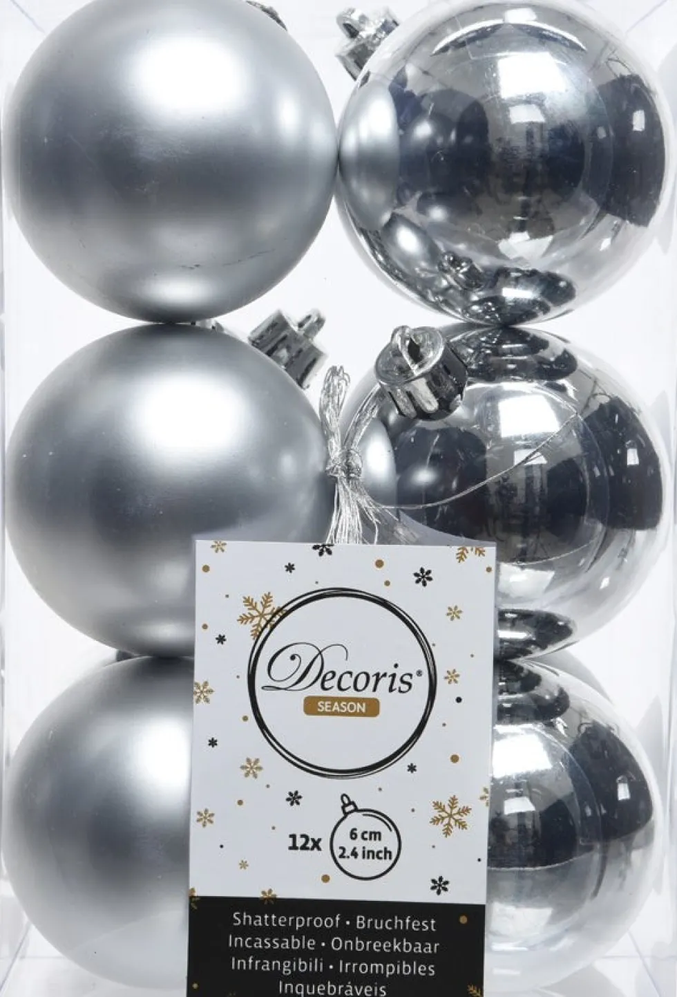 Decoris kerstbal zilver D 6 cm 12 stuks