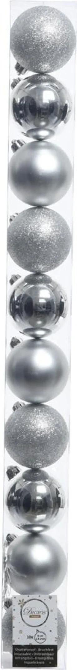 Decoris kerstbal zilver D 6 cm 10 stuks