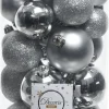 Decoris kerstbal zilver D 4 / 5 / 6 cm 30 stuks