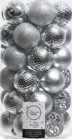 Decoris kerstbal zilver D 6 cm 37 stuks