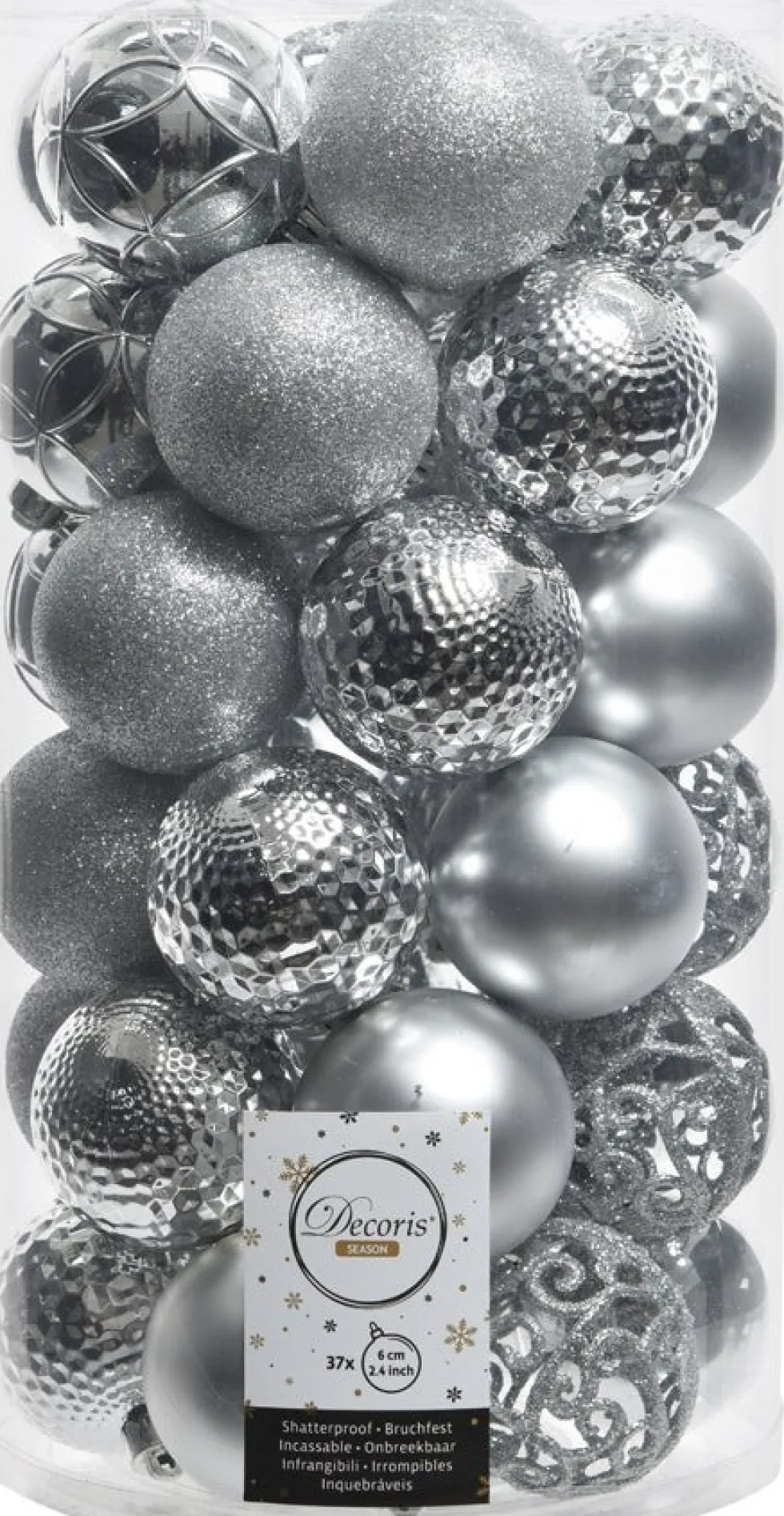 Decoris kerstbal zilver D 6 cm 37 stuks