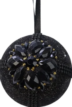 Decoris kerstbal zwart D 8 cm