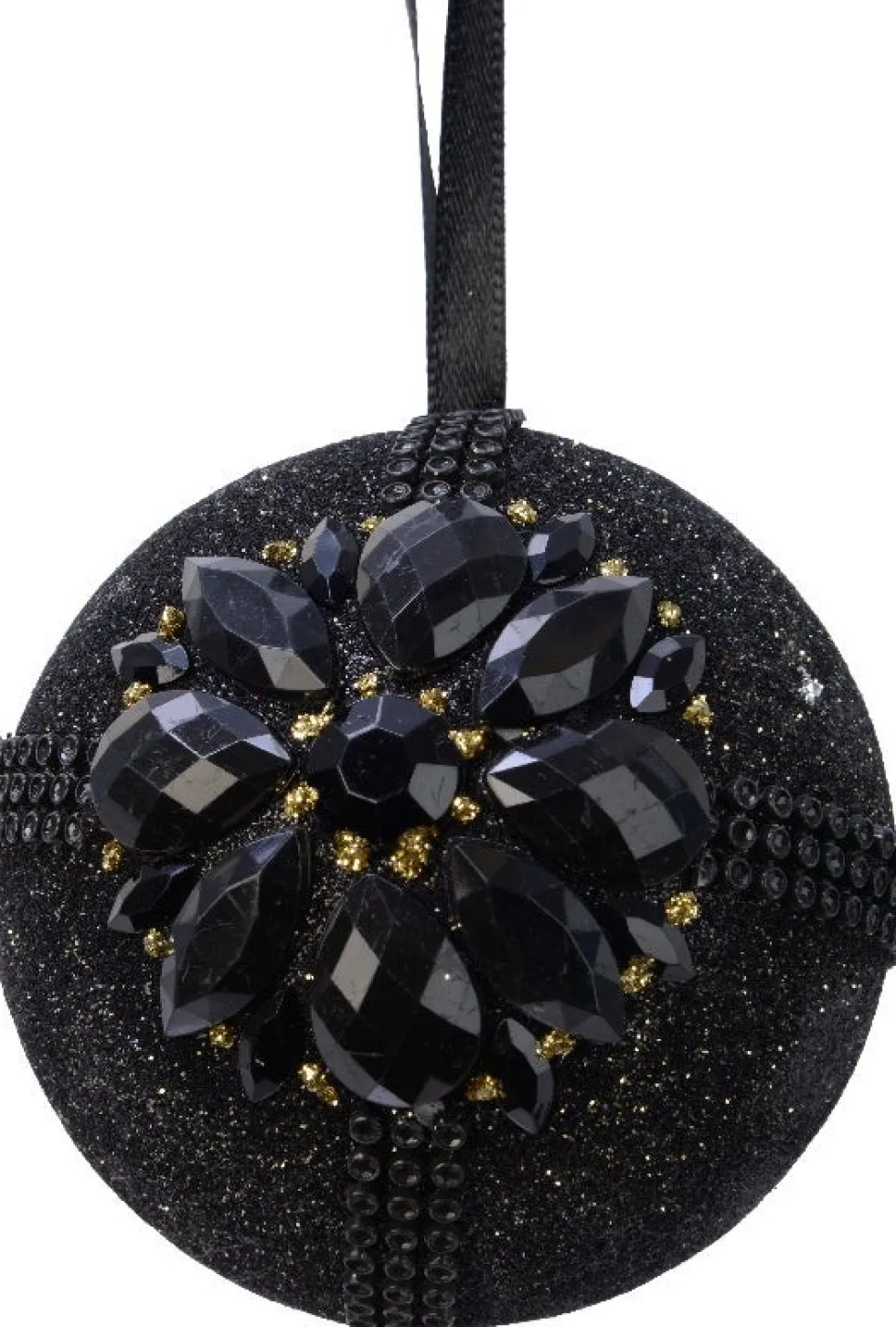 Decoris kerstbal zwart D 8 cm