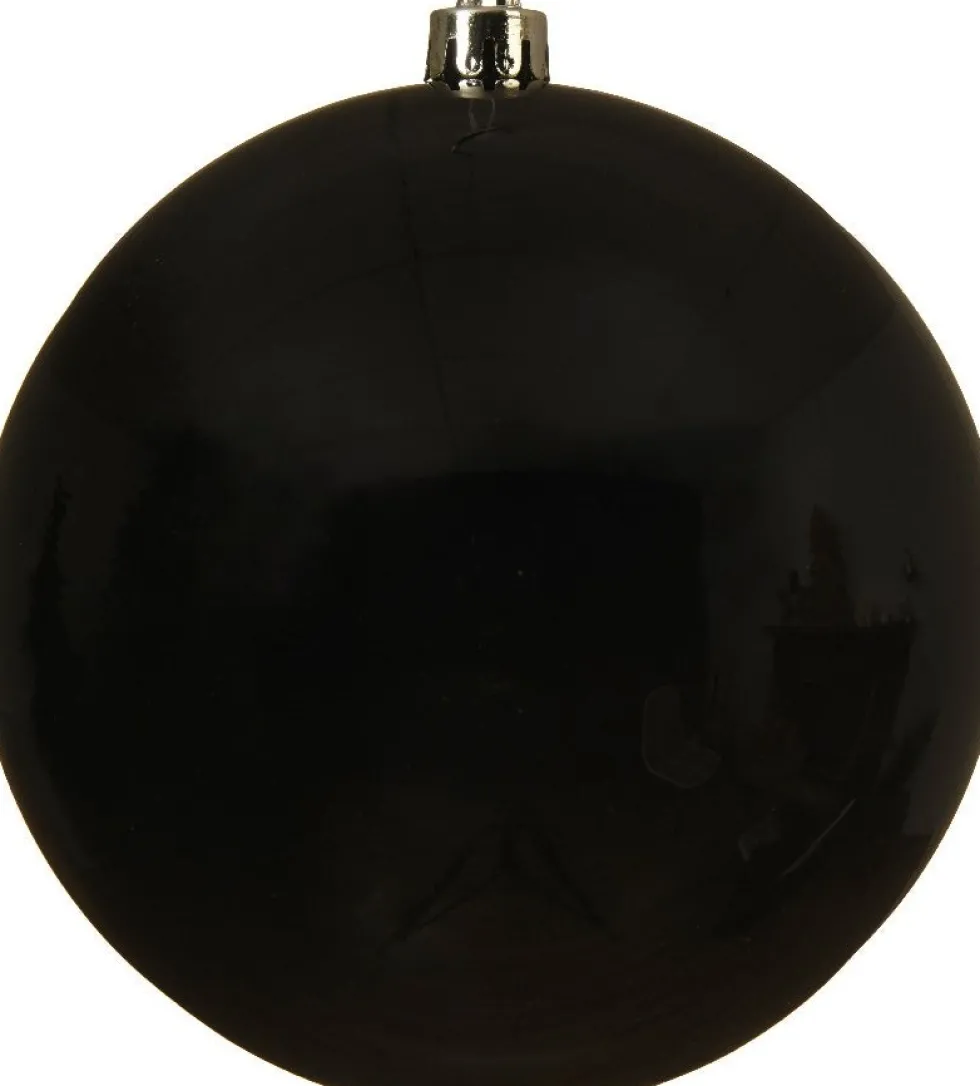 Decoris kerstbal zwart D 14 cm